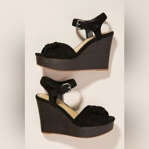 New Splendid Nada Wedge Platform Sandals black Suede